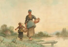A. Poisson - 19th Century Watercolour, Dutch Mother and Child