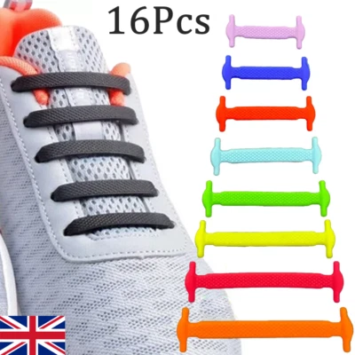 16x No Tie Easy Elastic Silicone Shoe Rubber Trainers Shoes Shoelaces UK - Image 1 of 4