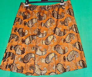 Club Monaco NWT size 12 Gold/Bronze Metallic Jacquard pleated skirt MSRP $119 - Picture 1 of 10