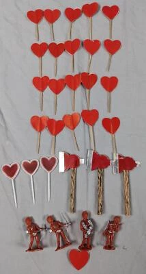Vtg Valentine's Day Cupcake Topper Cocktail Sandwich Picks Cupids, Axes Japan - Image 1 of 4