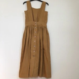 love and confuse Sommerkleid 100% Leinen senfgelb Knopfleiste Träger - Bild 1 von 16