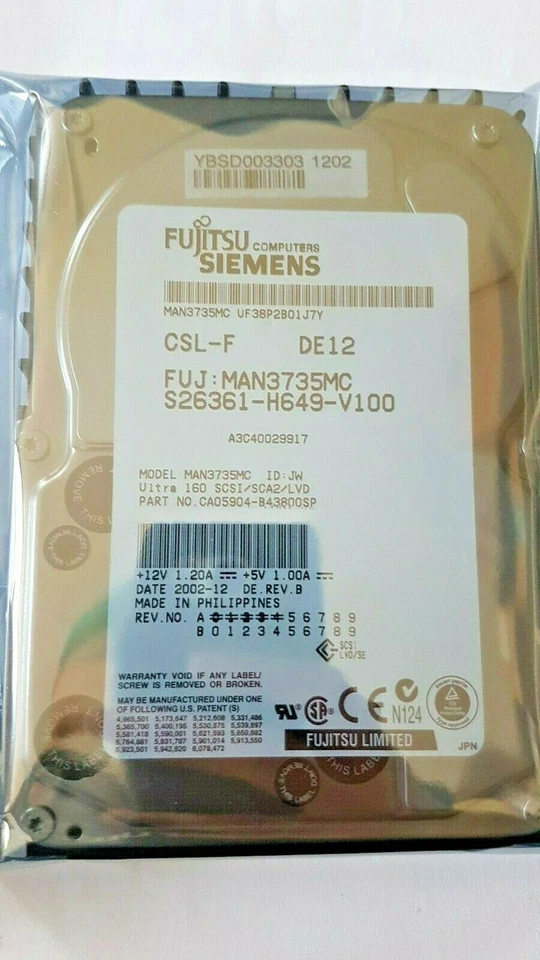 73 GB Fujitsu MAN3735MC 10K U160 SCSI SCA-2 80Pin 3.5" Hard Drive New - Image 1 of 1