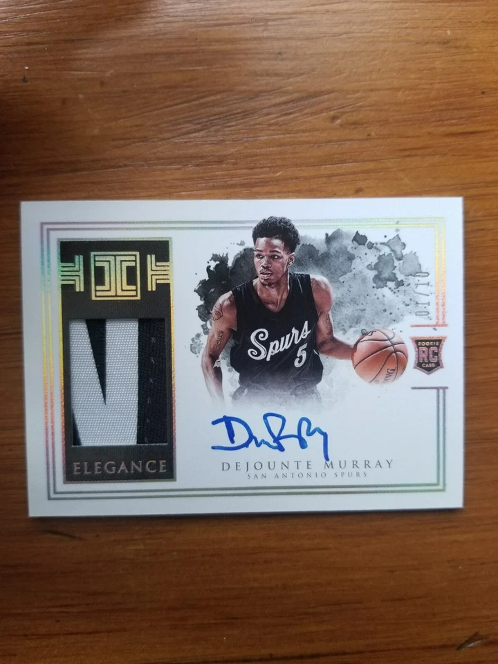 2016-17 Panini Impeccable Dejounte Murray RC Auto Jersey RPA Gold 01/10 Pelicans - Image 1 of 4