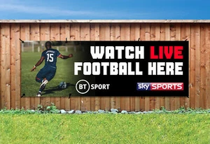 WATCH LIVE FOOTBALL HERE SKY SPORTS BT SPORT Printed BANNER OUTDOOR PVC Eyelets - Bild 1 von 2