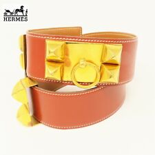 NYJEWEL HERMES Collier de Chien Red Brown Leather Belt Size 74 MS