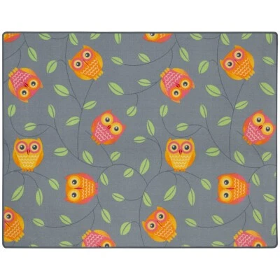 Happy Owls Teppich Eulen Kinderteppich Eule Spielteppich 133 x 170 cm grau - Bild 1 von 2