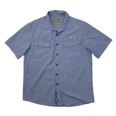 Рубашка мужская Hook & Tackle L большая сине-белая функциональная защита от солнца рыбалка - Изображение 1 из 4