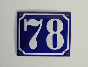 altes Emaille Schild antik Hausnummer 78 Blau Weiß Hausnummernschild Hausschild - Bild 1 von 7
