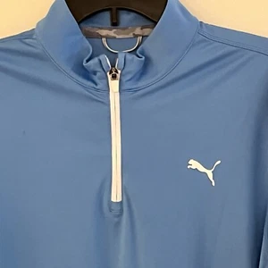 Puma Light Blue Quarter Zip Long Sleeve Jacket Pullover Medium - Picture 1 of 14