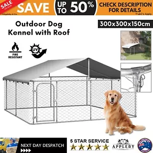 Outdoor Dog Kennel with Roof 300x300x150 cm Pet Dog Puppy Pet House Large - Picture 1 of 13