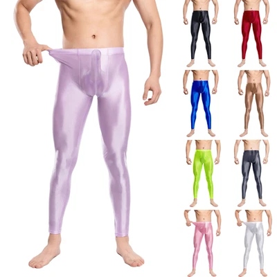 Pantalones ajustados elásticos brillantes para hombre Foto 1 de 3