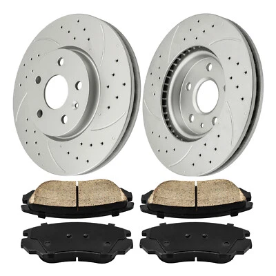Rotor delantero ranurado + pastillas de freno para Chevy Equinox GMC Terrain 2010-2017 nuevo Foto 1 de 4