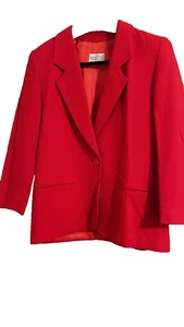 Miss PENDLETON 100% Virgin Wool Red RibbedJacket Blazer Suit Coat USA Button VTG - Picture 1 of 17