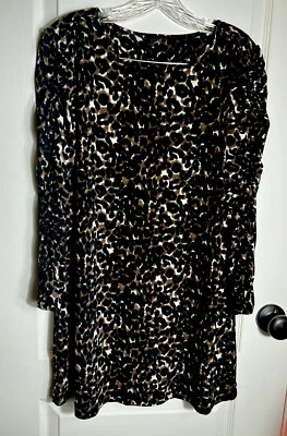 Alfani Dress Women’s Sz P/M Knee/above Length Cinched Long Sleeves Animal Print - Image 1 of 4