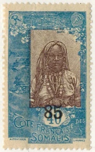 1923/27-TIMBRE NEUF-COLONIES-COTE DES SOMALIS-PLIS-SURCHAGE-Yt.114 - Foto 1 di 2
