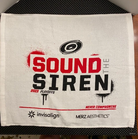 Carolina Canes vs NJ DEVILS 2023 Playoff Rally Towel SOUND THE SIREN 5/11/23 Cover