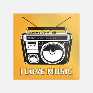 Calcomanía de vinilo Boombox I Love para música - Imagen 1 de 1