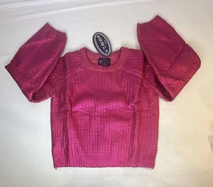 Kids 6 6X  Metallic Shine Pink Sweater Woven Soft Lining Back To School Fun Foil - Picture 1 of 10