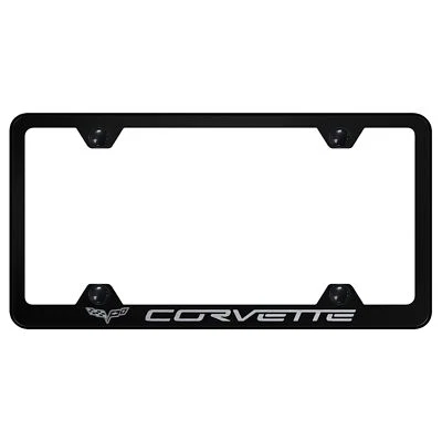 Marco de matrícula de carrocería ancha con logotipo grabado láser Chevy Corvette C6 Foto 1 de 2