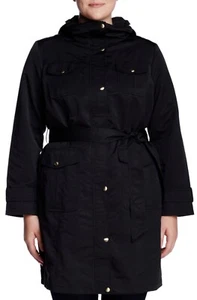 Ellen Tracy Women's Plus Size Black 2X Belted Utility Trench Coat NEW! - Picture 1 of 4