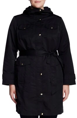 Ellen Tracy Women's Plus Size Black 2X Belted Utility Trench Coat NEW! - Image 1 of 4