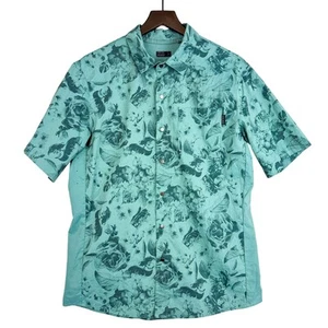 Pearl Izumi Mens Prospect Shirt Blue Floral Snap Button - Size M - Picture 1 of 9