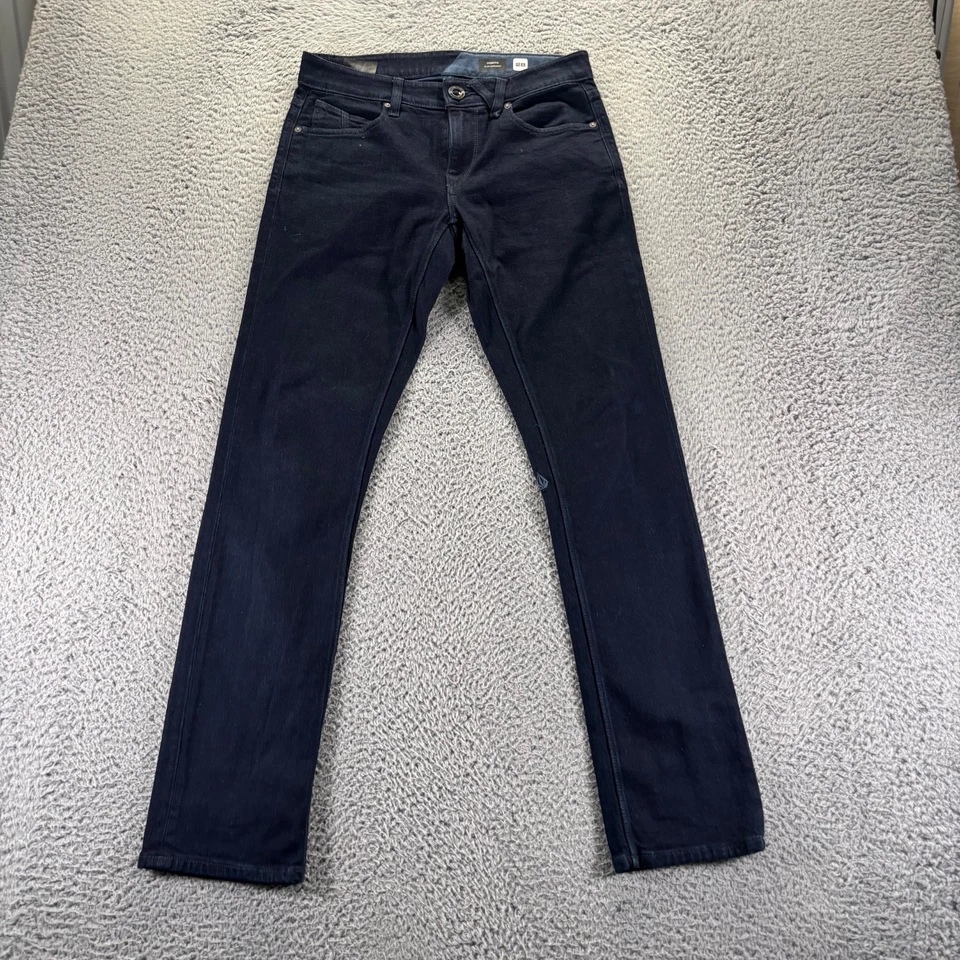 Volcom Jeans Mens 28x32 Blue Dark Wash Cotton Stretch Vorta Slim Straight Denim - Image 1 of 4