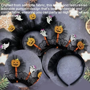 Comfortable Tulle Pumpkin Hair Hoop Headwear for Women Halloween Themed Dress Up - Picture 1 of 9
