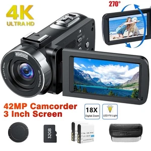 Videocámara 4K Videocámara 42MP YouTube Vlogging Cámara Digital 18X Zoom y Cámara Web - Imagen 1 de 8