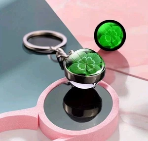 Llavero trébol amuleto de la suerte buena suerte regalo redondo - Imagen 1 de 2