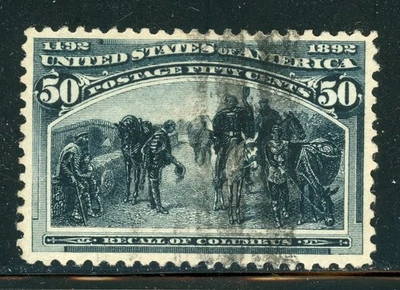 UNITED STATES 19th Century Selections: Scott #240 50c Slate Blue 1893 CV$200+ - Image 1 of 2
