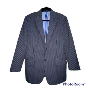 Ermenegildo Zegna x Tommy Hilfiger Blazer Men's 40 Gray Pinstripe Silk Italy - Picture 1 of 4