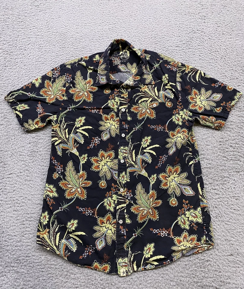 Рубашка мужская Altamont большая черная с цветочным узором пейсли повседневная с коротким рукавом на пуговицах - Изображение 1 из 4