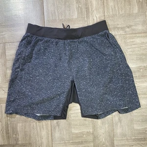 Lululemon Herren Shorts schwarz/grau gesprenkelt Tempo Breaker Futter sportlich Large x 8" - Bild 1 von 9