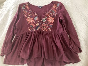 American Eagle Outfitters Blouse Woman’s Size XS Boho Festival Fall Embroidered - Picture 1 of 8