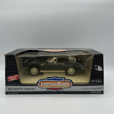 ERTL American Muscle 1/18 Scale Black 1963 Corvette Stingray 7478 Die-Cast Car - Image 1 of 4
