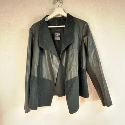 Chaqueta de gamuza Alfani para mujer frente abierto imitación cuero mediana bosque oscuro nueva $89 Foto 1 de 4