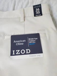 Men's Izod Pants Heritage Chino Flat Front Wrinkle Free  36X30 - Picture 1 of 8
