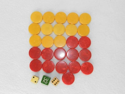 Vtg 26 Bakelite Catalin Red Butterscotch Marble Swirl Backgammon Chip 1.25" - Image 1 of 4
