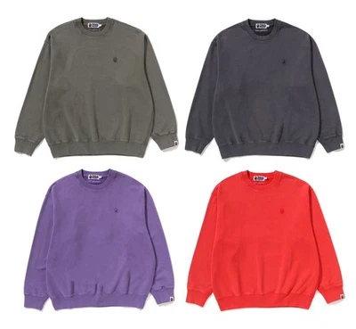 CAMISA SUDADERA CUELLO REDONDO A BATHNIG APE para hombre TINTE DE PRENDA UN PUNTO AJUSTE RELAJADO b Foto 1 de 4