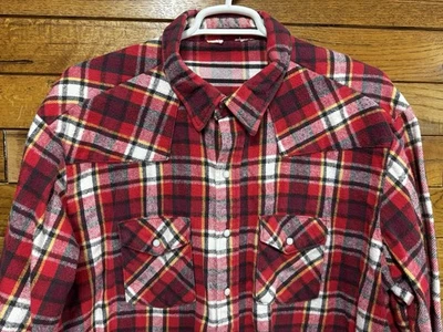 Ropa de trabajo vintage Big Mac de franela pesada perla a presión para hombre talla XXL rojo blanco a cuadros Foto 1 de 4