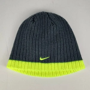 Nike grey/neon green activewear beanie youth OSFM - Picture 1 of 4