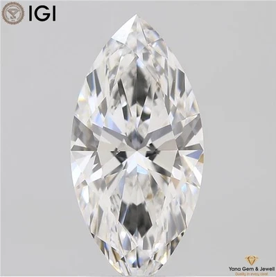 Marquise Cut IGI Certificate CVD Lab Grown Diamond 1.50 CT. E Color VS1 Clarity - Image 1 of 4