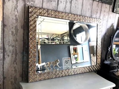 Mosaico Antiguo Espejo de Pared Madera Champagne Marco de Plata Vidrio 91x66cm John Lewis Foto 1 de 4