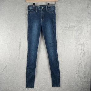 Hollister Damen dunkle Waschung hoher Bund Jeans Legging Stretch ausgefranst Größe 0R 24x28 - Bild 1 von 17