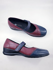 Pavers size 8 navy blue burgundy leather easy close strap wedge heel loafers