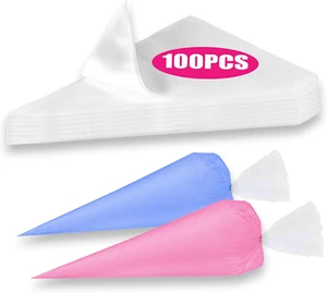 Piping Bags, Pastry Bags 18 Inch 100Pcs, Disposable Icing Piping Pastry Bags for - Picture 1 of 7