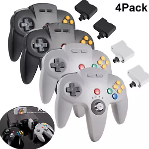 4PACK Wireless N64 Controller Rechargeable Gamedpad Rumble Pak for Nintendo 64 - Picture 1 of 34