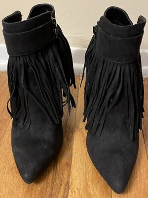 WILD DIVA Negro Ultra Gamuza Imitación Cuero Tacón Botas Botines 7.5 Foto 1 de 4