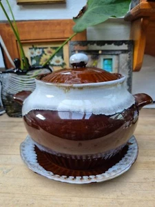VINTAGE HULL POTTERY BEAN BOWL POT GLAZE COOKING JAPAN - Picture 1 of 11